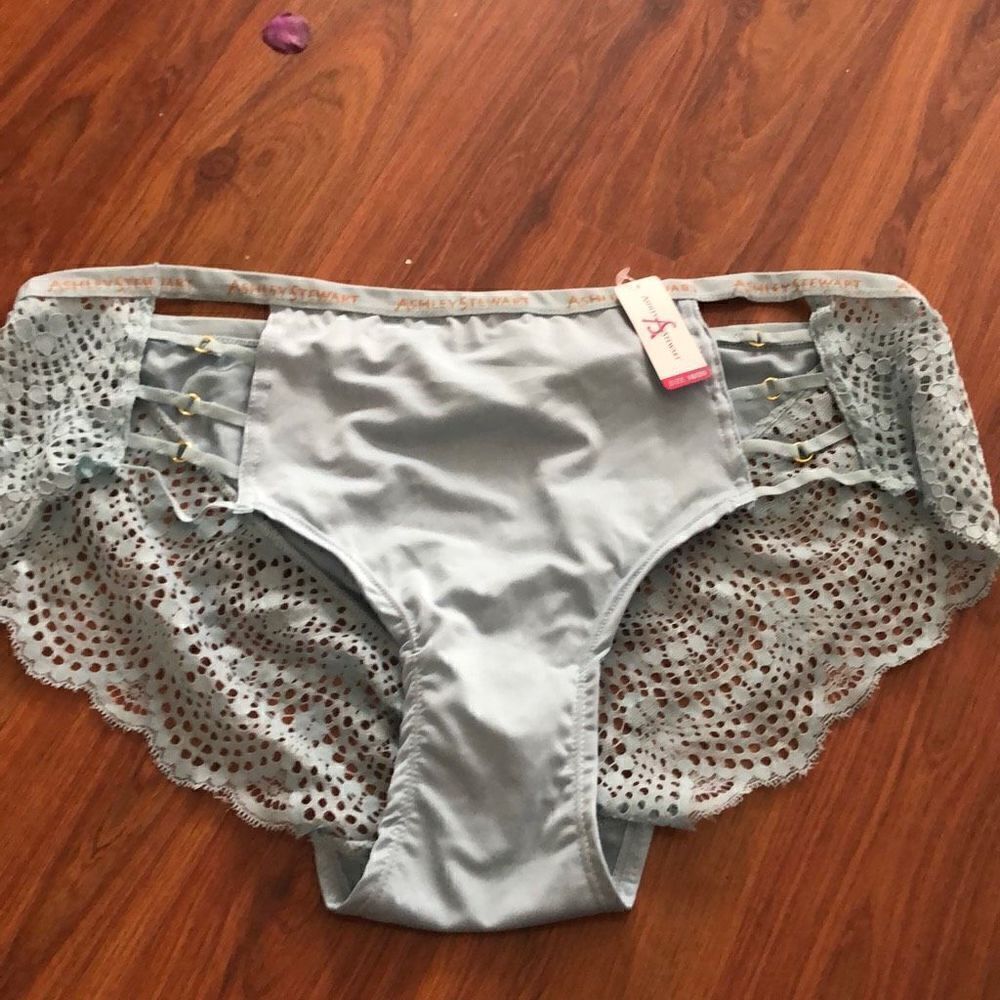 NWT Ashley Stewart. Powder, blue panties with lace size 18/20